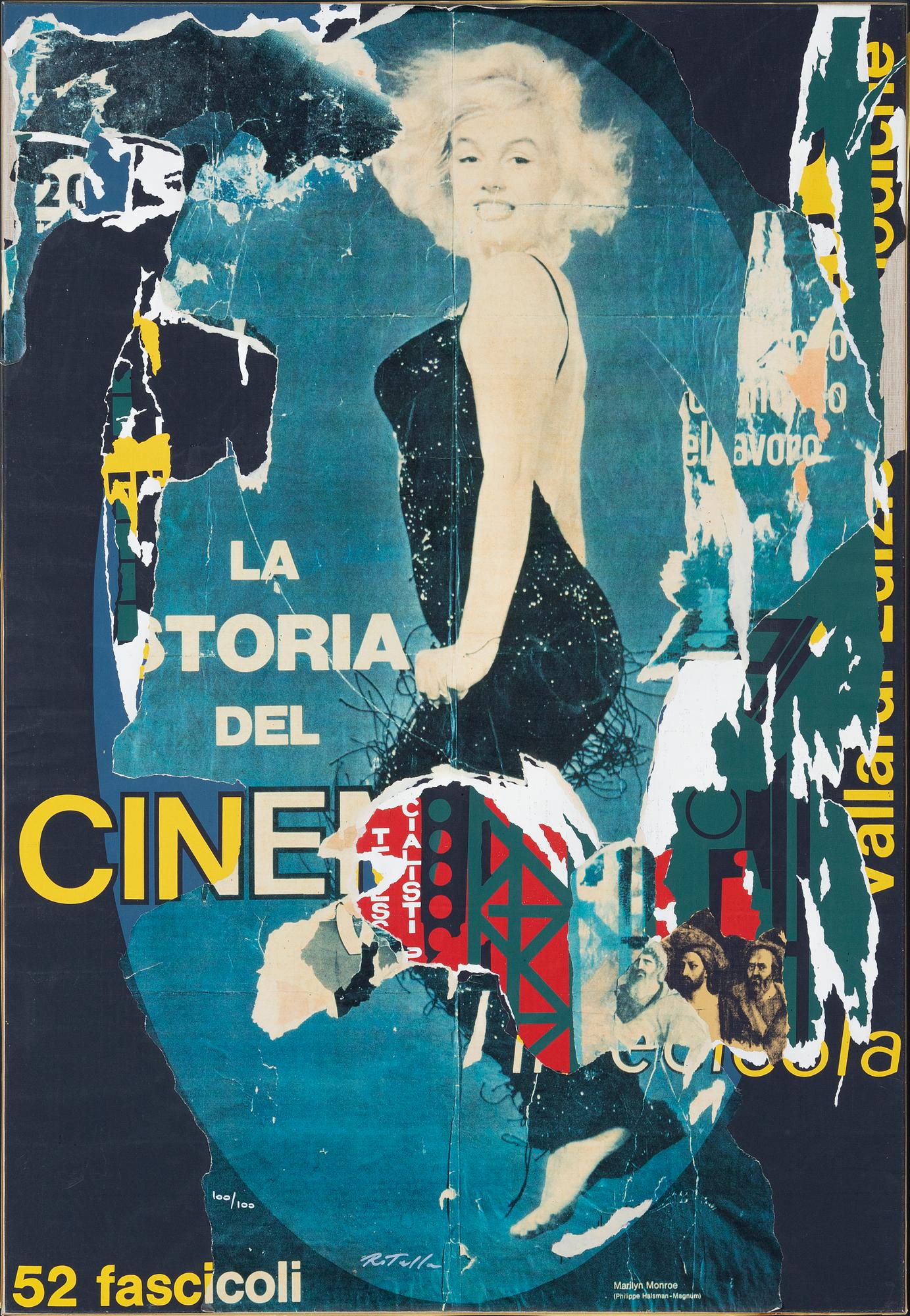Mimmo Rotella, silkscreen in colours, collage, signed 100/100.