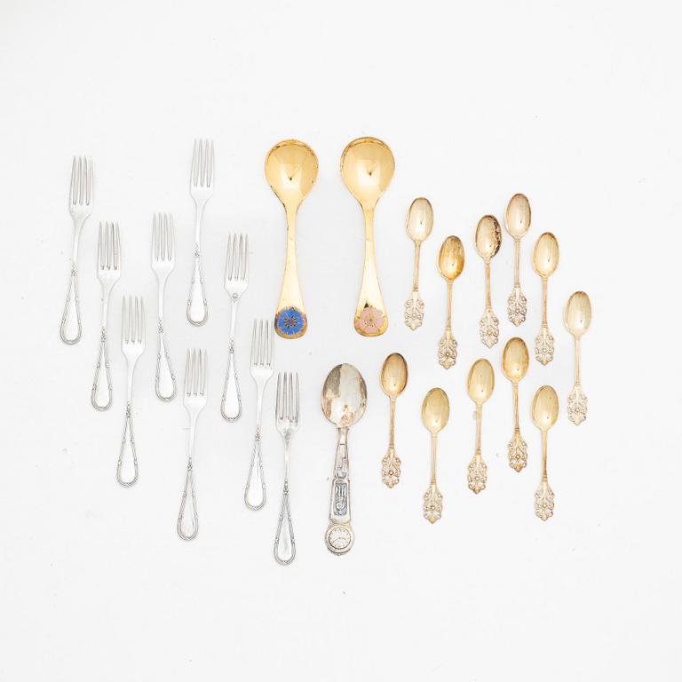 Cutlery, 23 pieces, silver, 20th century.