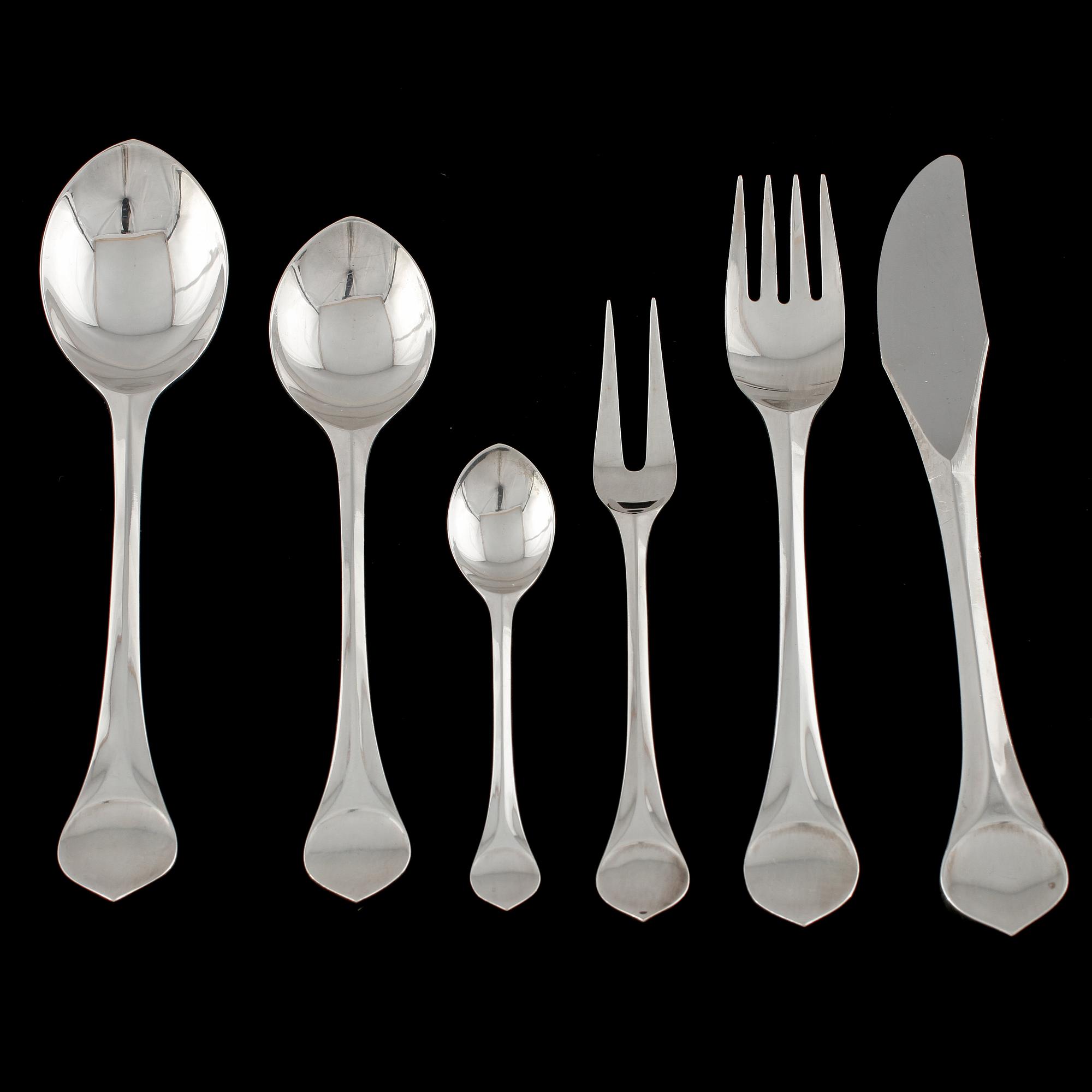 BESTICKSERVIS, 53 delar, nysilver, "Lotus", Rosenthal, 1900-talets fjärde kvartal.