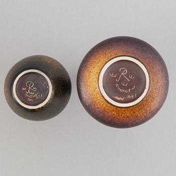 Gunnar Nylund, a set of five stoneware vases, a jug and a bowl, Rörstrand, 1950's/1960's.