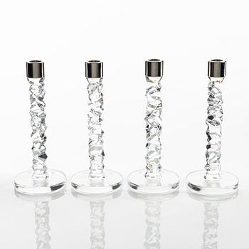Lena Bergström, a group of four 'Carat' candlesticks, Orrefors.