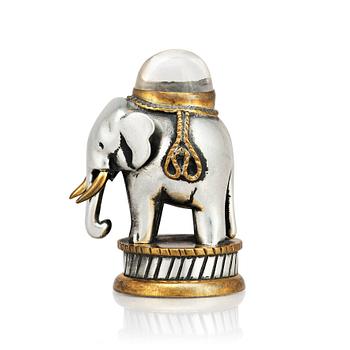 Estrid Ericson, attributed to, a pewter seal in the shape of an elephant with cabochon cut rock crystal, Svenskt Tenn Sweden.