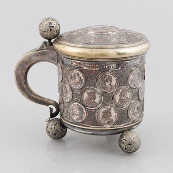 A Swedish late 19th century silver plated tankard, mark of GAB (Guldsmedsaktiebolaget), Stockholm.