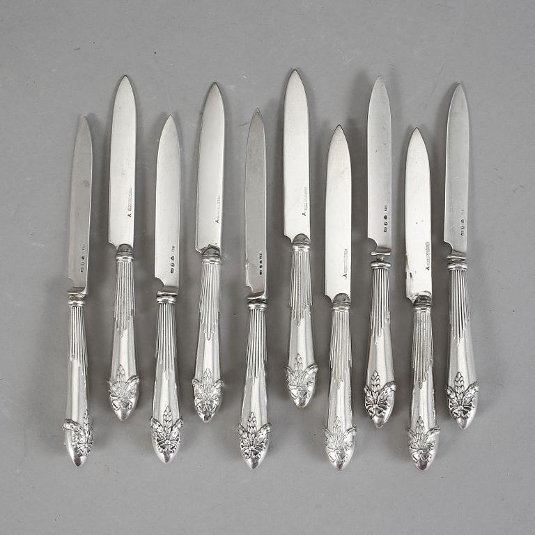 KNIVAR, silver, 12+5 st, "Empire", CG Hallberg, Stockholm, 1910.