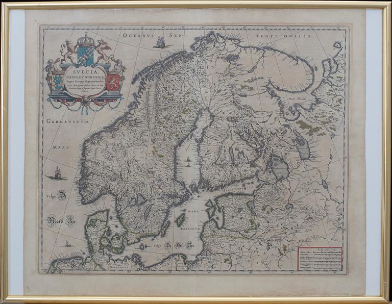 ANDERS BURE, JOAN BLAEU, map, copper engraving, Antwerpen, ca 1650-60.