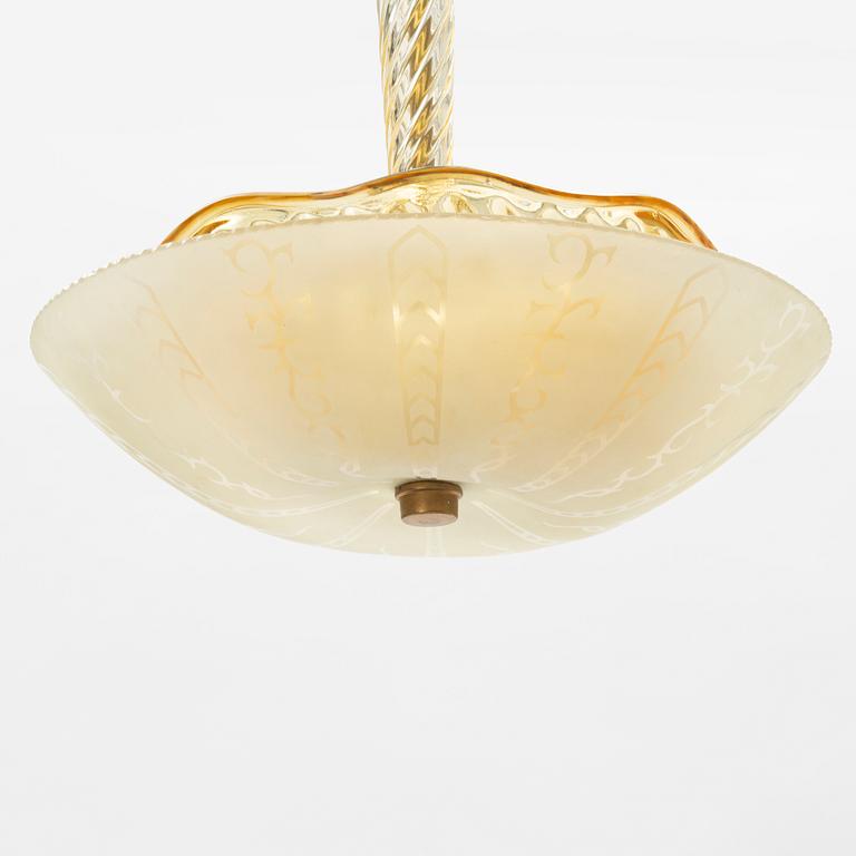 Ceiling lamp, Orrefors, Swedish Modern 1940s.