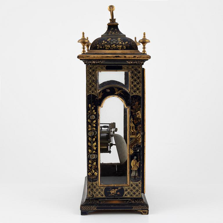 A Swedish late Baroque japanned bracket clock, first part of the 19th century.