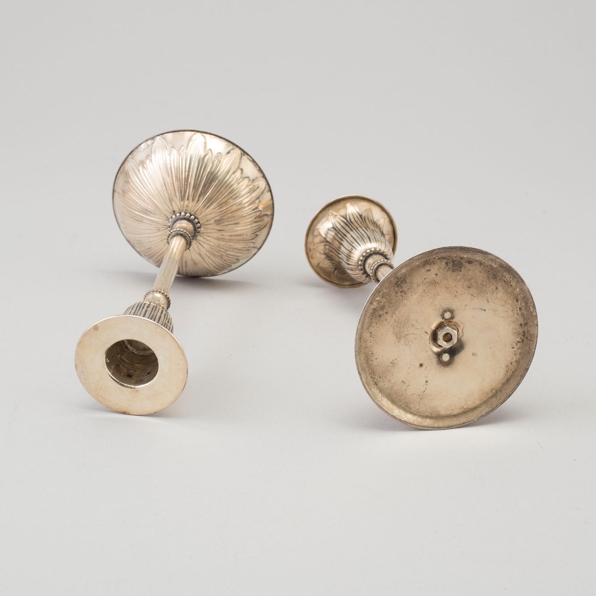 A pair of silver candle sticks by Kultakeskus, 1965.