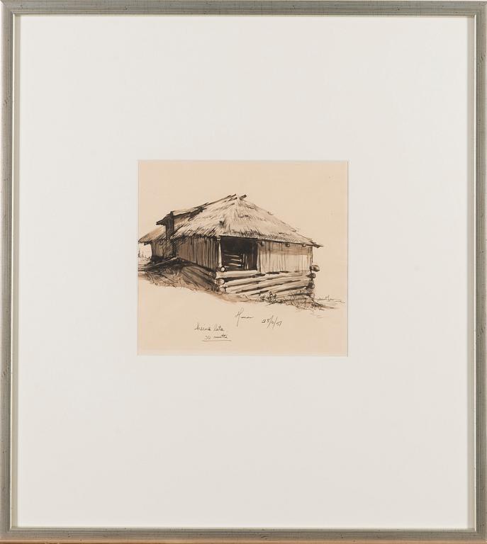 LEANDER FORNAS, laveeraus, signeerattu ja päivätty 25/6 -51.