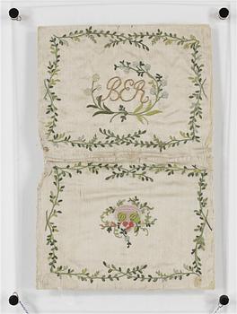 PLÅNBOK, sidenbroderi, 1700-tal.