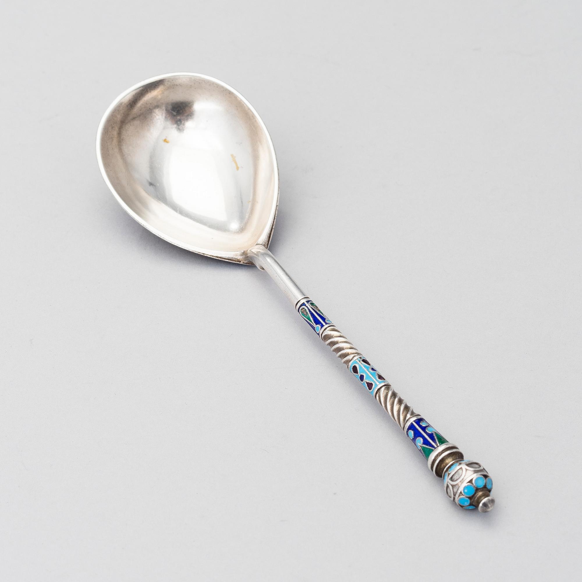RYSK SKED, silver och cloisonné emalj, Moskva Petr Miljukov 1896-1908.