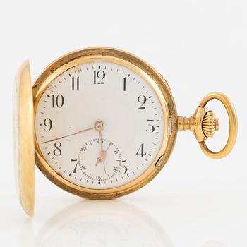 Pocket watch, 18K gold, hunter, 49,5 mm.