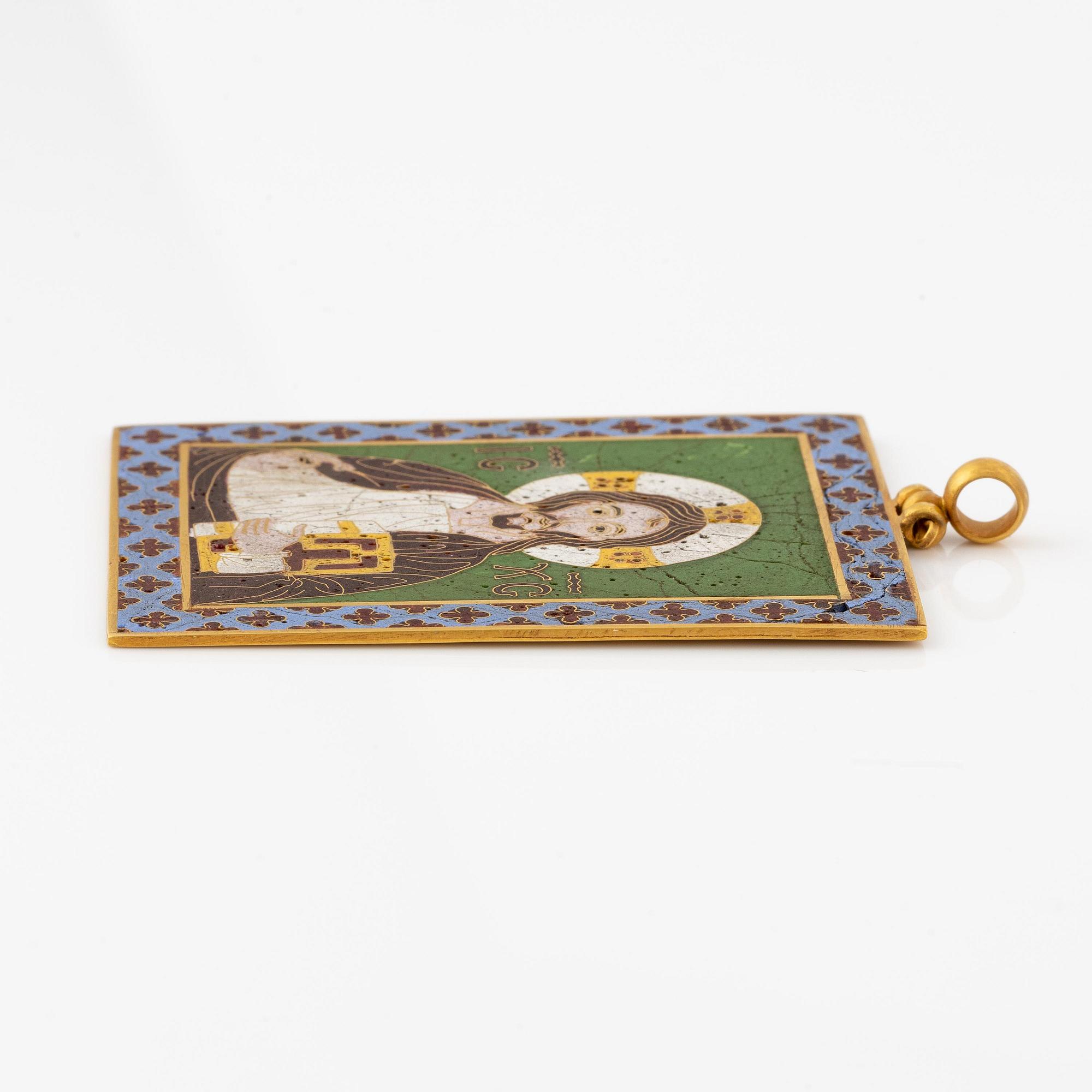 Plaque, guld och cloisonnéemalj, Bysantinsk stil, sentida.