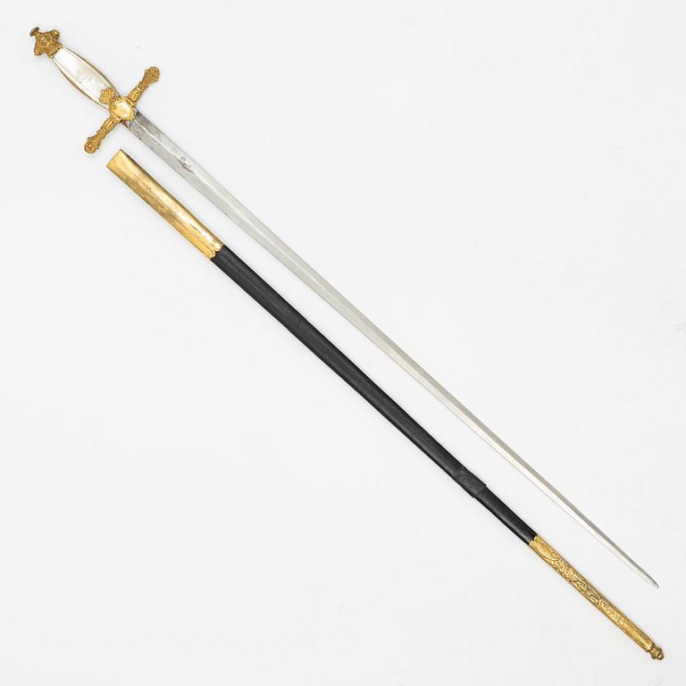 A Swedish small-sword, 19th Century, with scabbard.