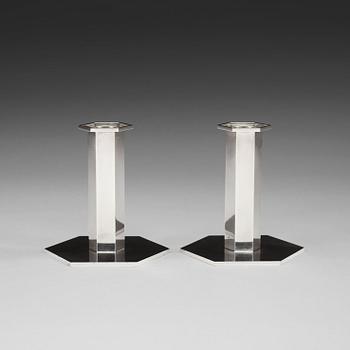A pair of Wiwen Nilsson sterling candlesticks, Lund 1960.