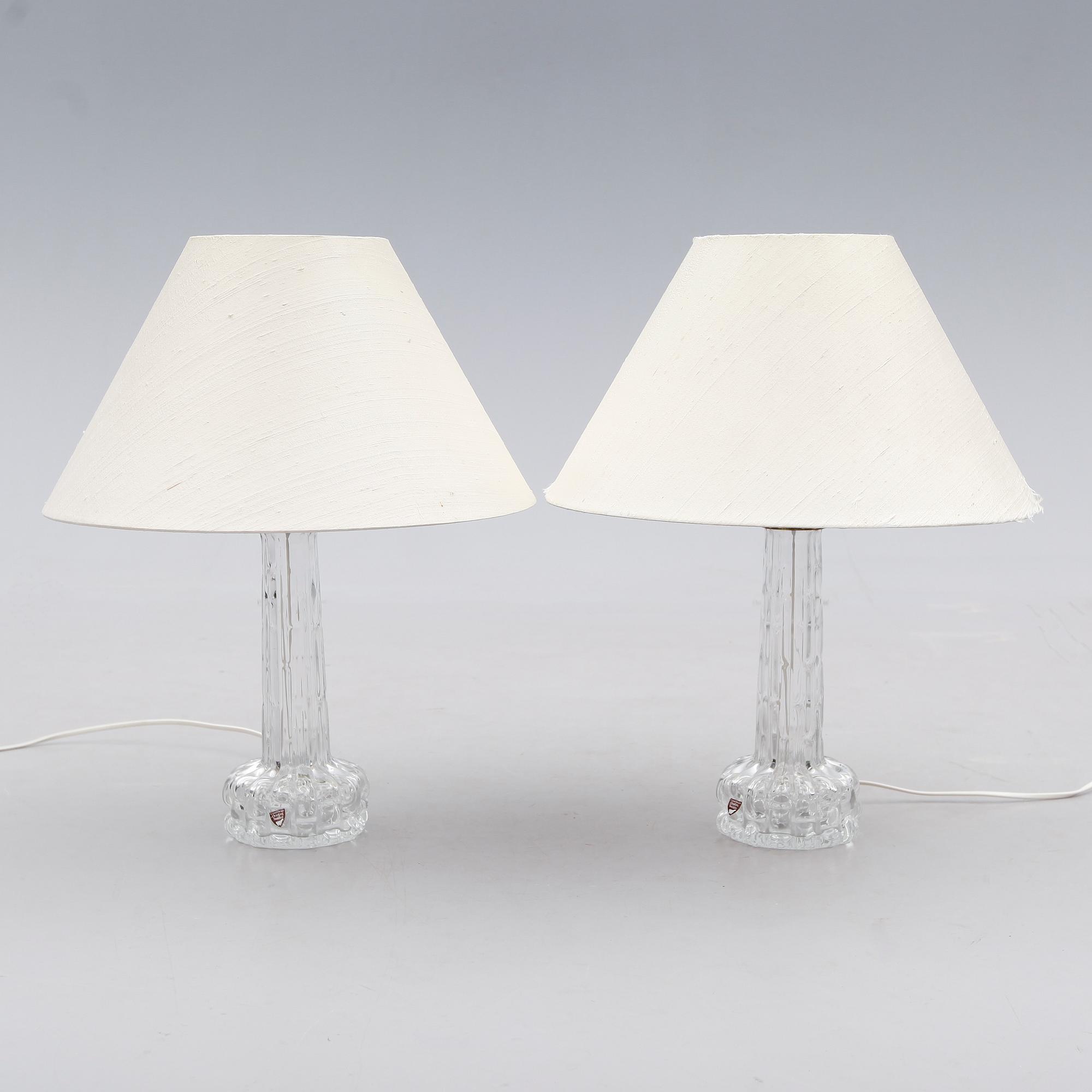 BORDSLAMPOR, 1 par, glas, Carl Fagerlund, Orrefors.