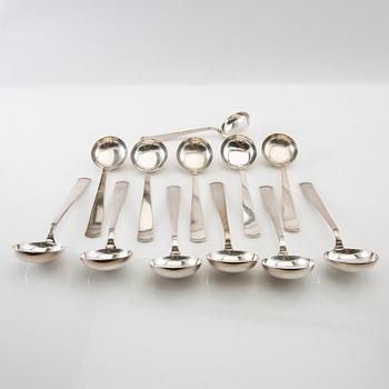 Jacob Ängman, bouillon spoons 12 pcs. "Rosenholm" silver GAB Stockholm 1956.