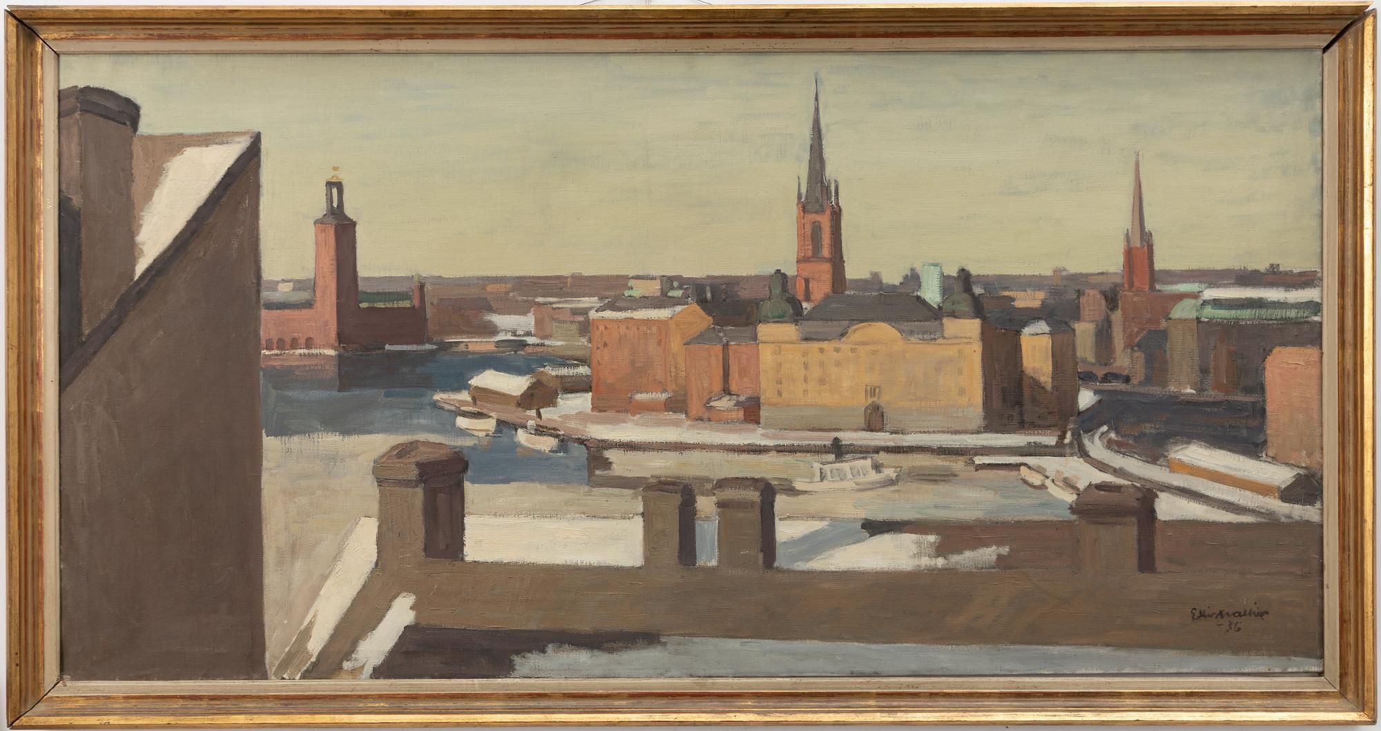 Ellis Wallin, View of Riddarholmen and Stockholm City Hall.