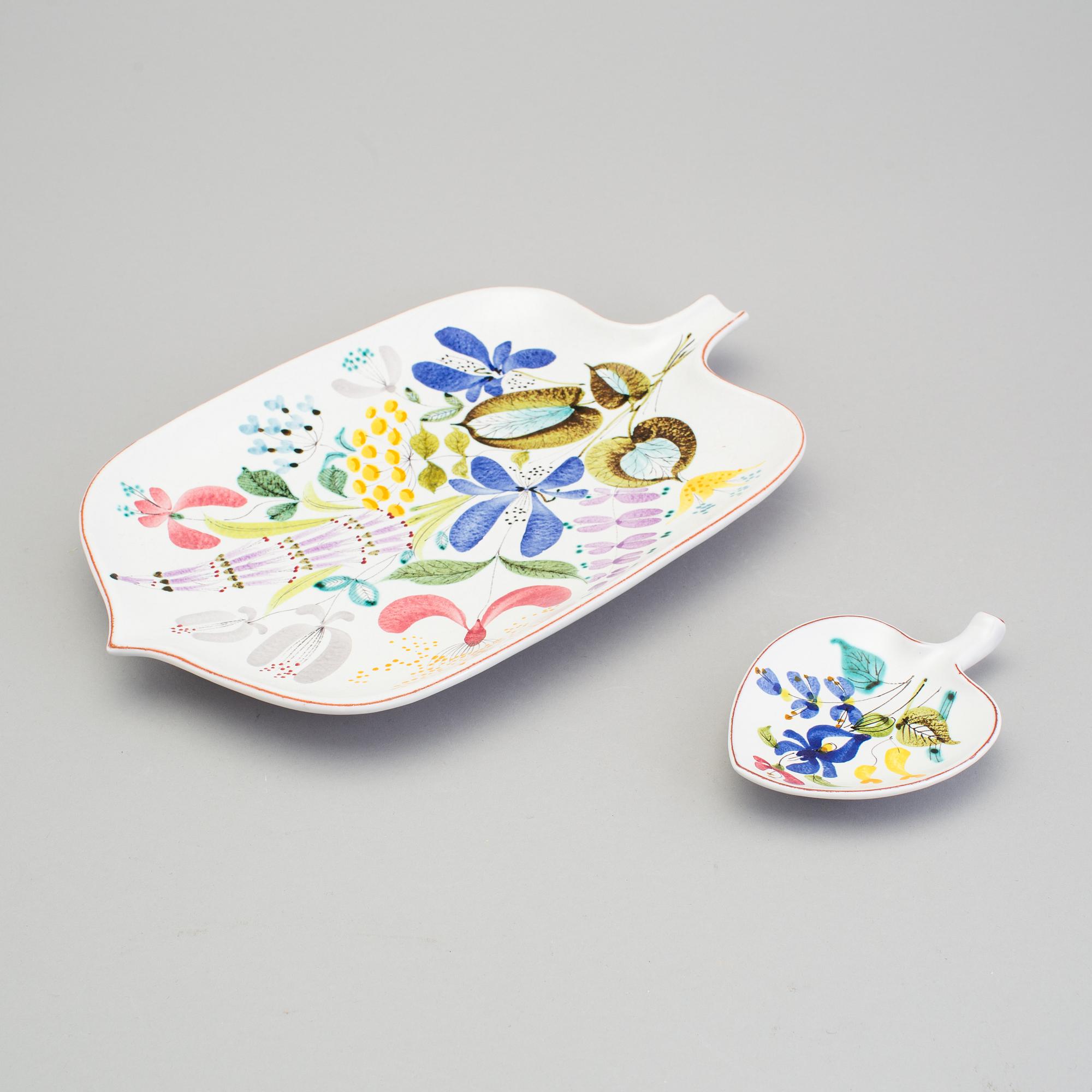 STIG LINDBERG, two faience dishes, Gustavsberg 1940/50s.