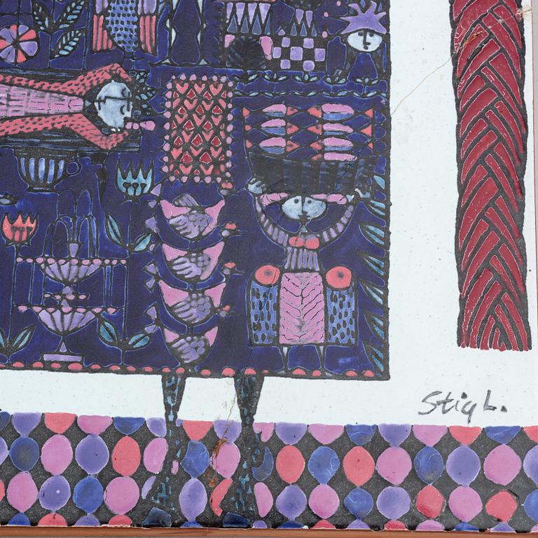 Stig Lindberg, an earthenware wall plaque, 21/40, Gustavsberg Studio.