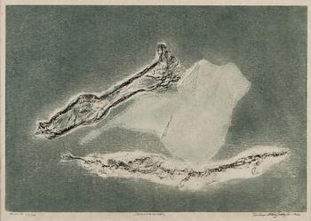 TOIMI KIVIHARJU, puupiirros, signeerattu, numeroitu tpl'a 52/99 ja päivätty 1966.