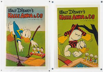 Comics, 2 pieces, "Donald Duck & Co" No. 6 & 7 1954.