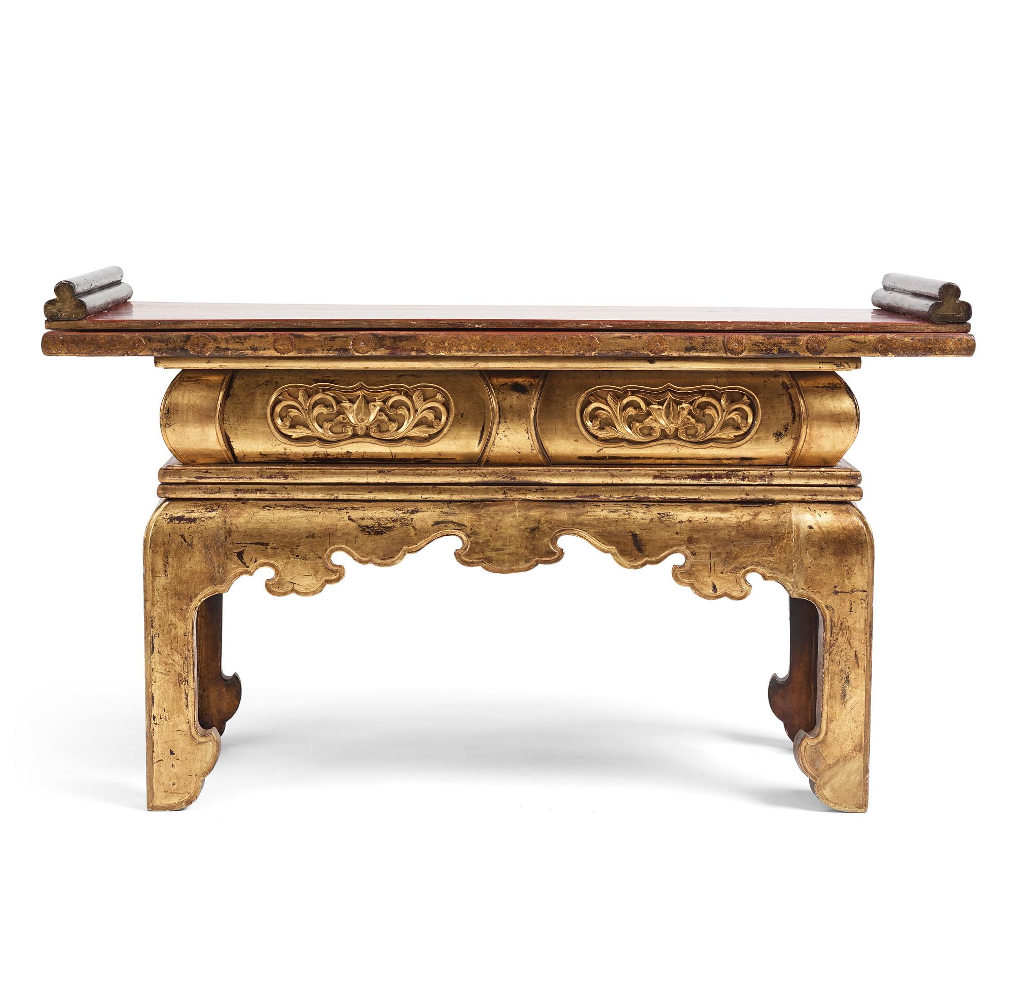 A Japanese lacquered and qilded Buddhist altar table or Butsudan.  Edo period (1603-1868).