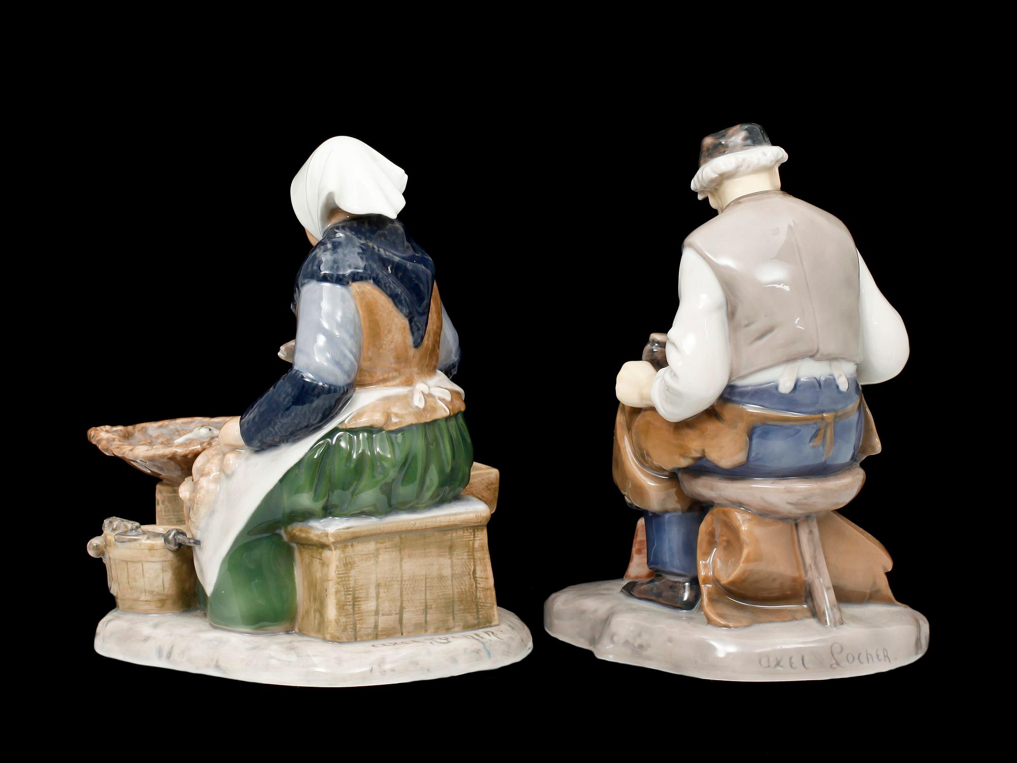 FIGURINER, 2 st, porslin, Bing & Gröndal.