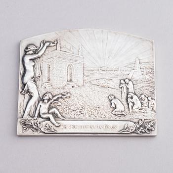 A Nobel commemorative silver plaque, marked Henri Varenne, Paris 1907.