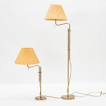 A brass floorlamp and table light 'B-132' from Bergboms, Sweden, second half of the 20th century.