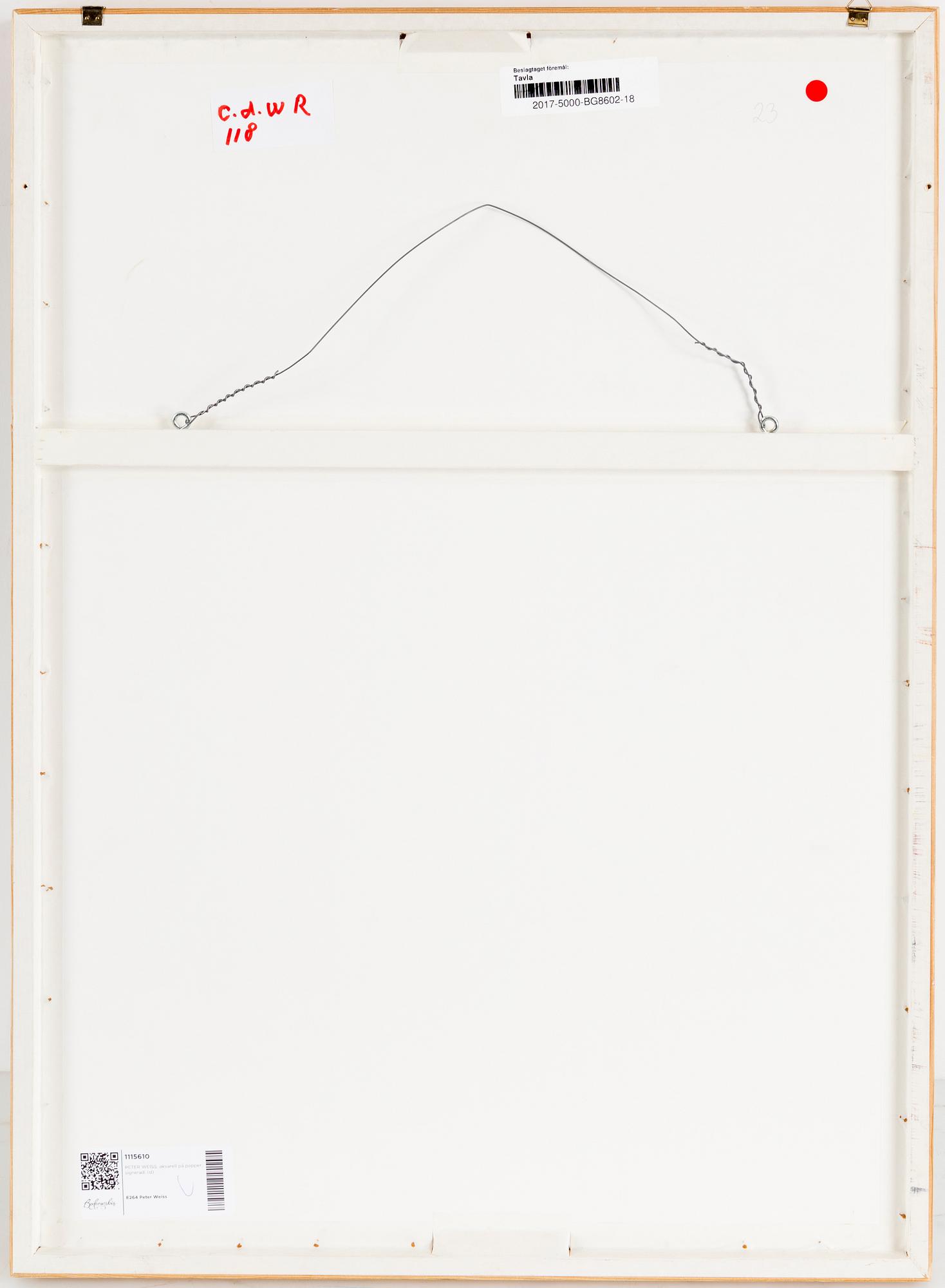 PETER WEISS, watercolour on paper, signed, executed around 1934.