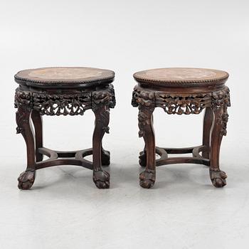 Two hardwood stools, China, 20th century.
