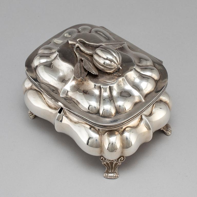 A Russian 19th century parcel-gilt silver sugar-casket, unidentified makers mark, possibly Pskov 1863.
