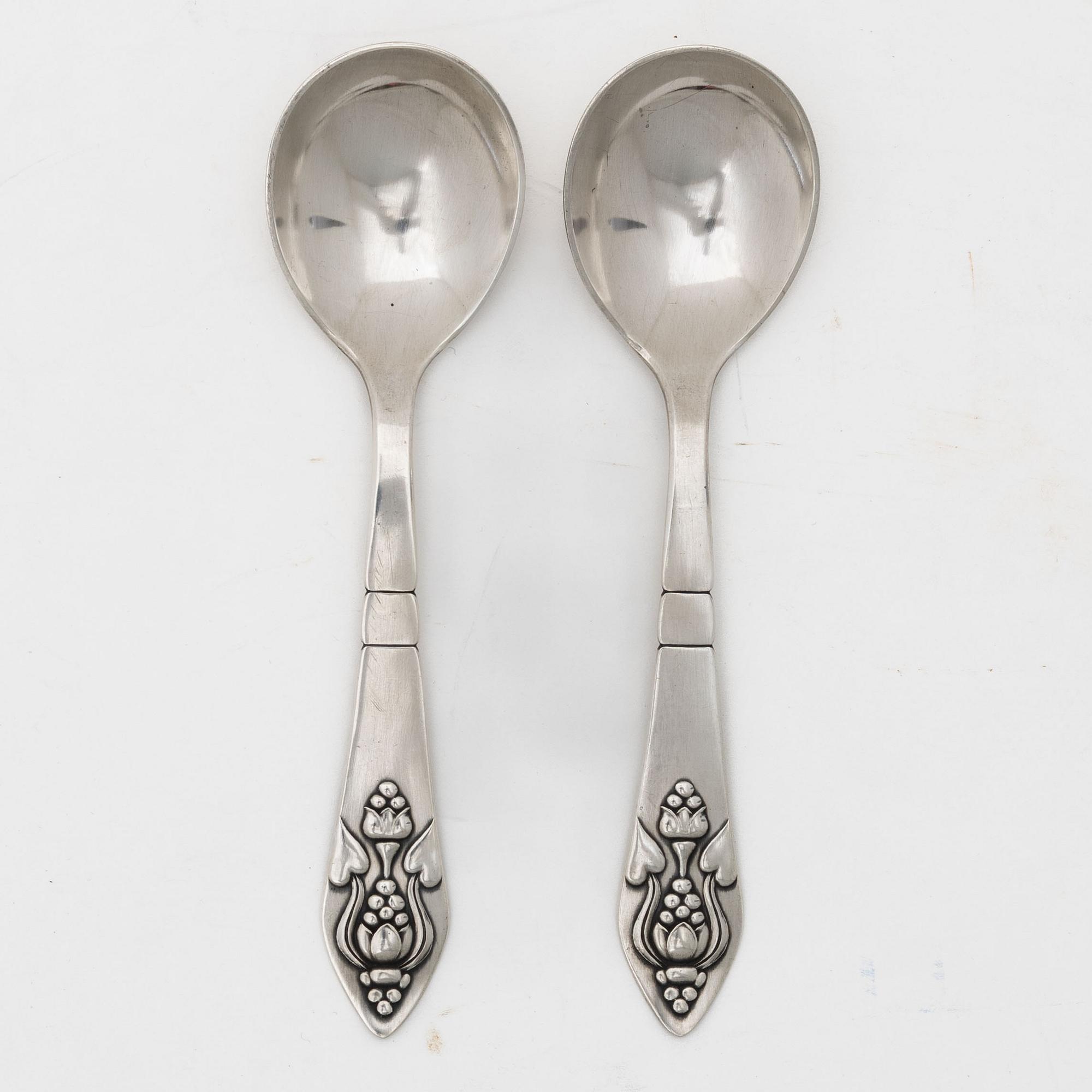 Georg Jensen, serving spoons, a pair, silver, Denmark 1920s.