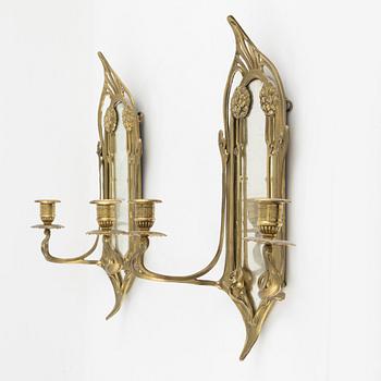A pair of Art Nouveau wall sconces, early 20th Century.