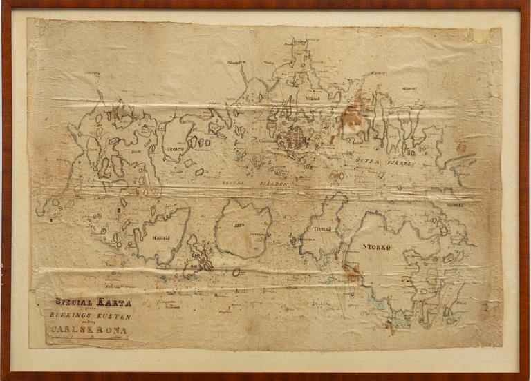 A map, Blekinge and Karlskrona, circa 1800.