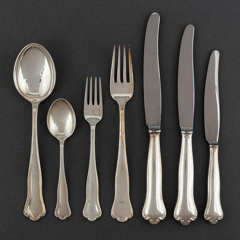 GAB, CG HALLBERG, HALLBERGS, a part 'Kungsholm' silver cutlery, Stockholm, 1950/60s (65 pieces).