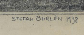 OKÄND KONSTNÄR, teckning. Sign Stefan Öhrlén 1938.