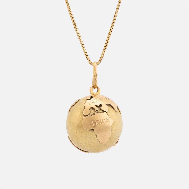 18K gold globe necklace.