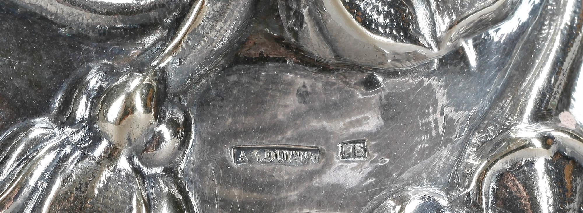 SOCKERSKÅL MED STRÖARE, nysilver, A G Dufva, omkr år 1900.