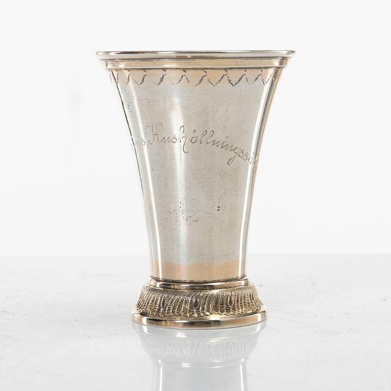 Four Swedish silver beakers, including mark of M Lysell, Trelleborg 1929.