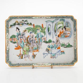 Tarjotin, posliinia, Kiina, Qingdynastia, 1800-luku.