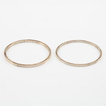 Lars Arby, five arm rings, sterling silver, Gothenburg 1963, 1967 and 1969.
