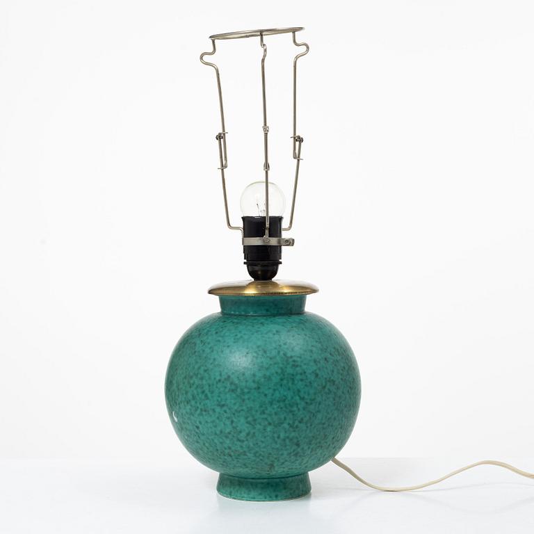 Wilhelm Kåge, an 'Argenta' vase turned in to a lamp, Gustavsberg.