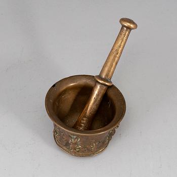 A 17th century bronze mortar.