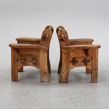 David Rosén, a pair of "Berga" pine armchairs, Nordiska Kompaniet, Sweden 1940's.