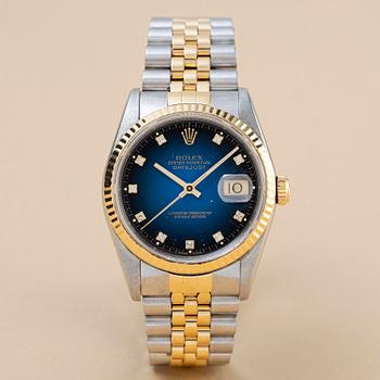1123. Rolex, Datejust, "Blue Diamond Vignette Dial", ca 1990.