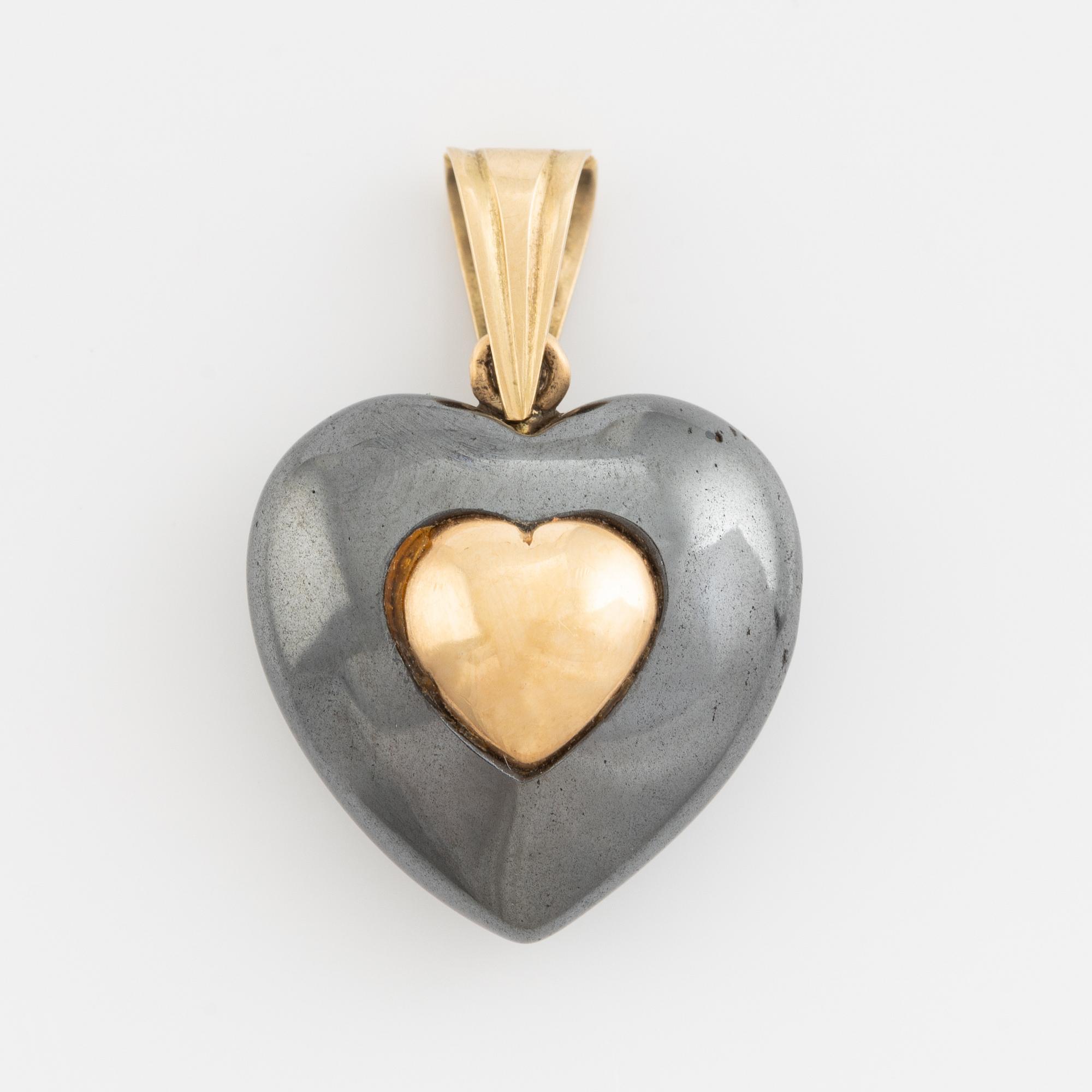 Gold and hematite heart pendant, Alf Halldin.