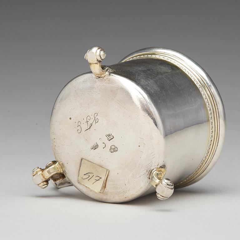 A Swedish 18th century parcel-gilt silver miniature tankard, mark of Bengt Biorn, Vasteras 1736.