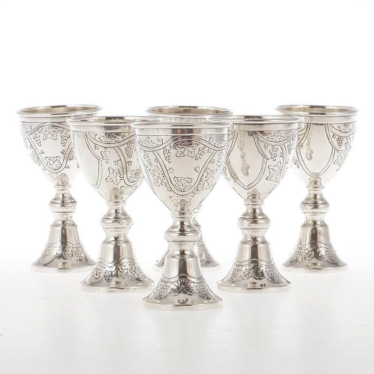 SUPKOPPAR, 6, silver, Porto, Portugal. 1900-tal. Vikt ca 215 gram.